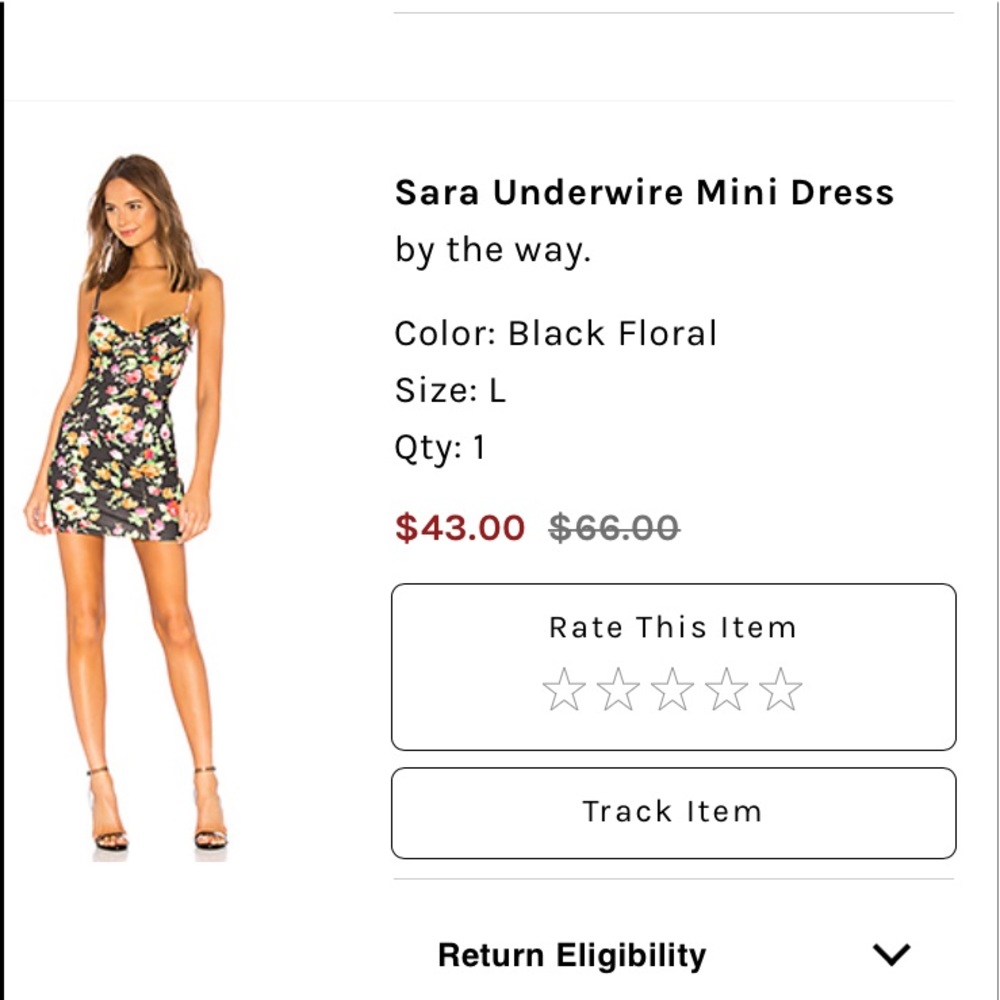 Black, Foral, mini dress. Never worn.